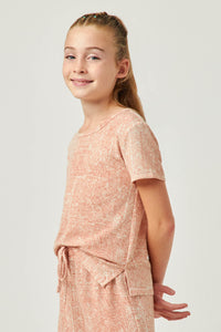 GDN4515 Coral Girls Zigzag Printed French Terry T Shirt Side