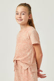 GDN4515 Coral Girls Zigzag Printed French Terry T Shirt Side