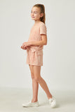 GDN4515 Coral Girls Zigzag Printed French Terry T ShirtFull Body