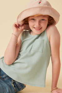 GDN4696 MINT Girls Waffle Knit Pocket Tank Pose