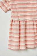 GDY2550 Blush Girls Three Tone Texture Stripe Knit Peplum Flat Back