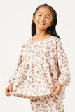 GDY2907 Leopard Girls Brushed Knit Leopard Peplum Top Detail