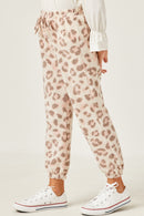 GDY2959 LEOPARD Girls Brushed Knit Leopard Joggers Side