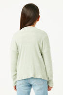 GDY5139 SAGE Girls Heathered Ribbed Knit Pocket Cardigan Back