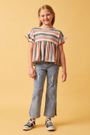 GDY5891 MINT MIX Girls Stripe Terry Babydoll Tee Full Body