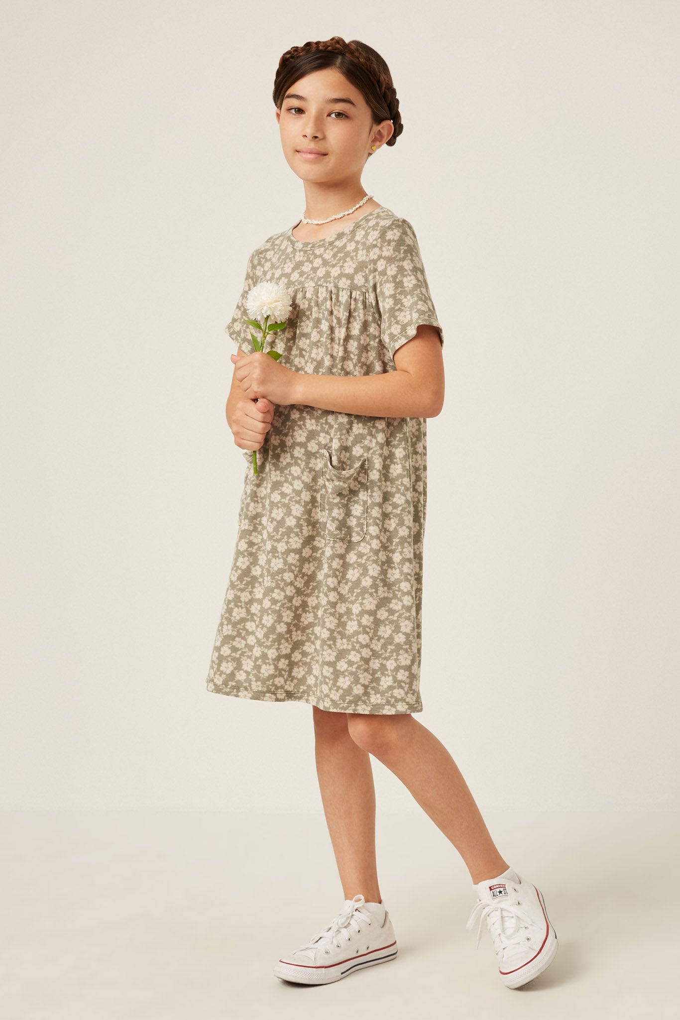 Floral French Terry Slouchy Pocket Dress