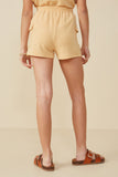 GDY8408 Mustard Girls Elastic Waist Cargo Pocket French Terry Knit Shorts Back