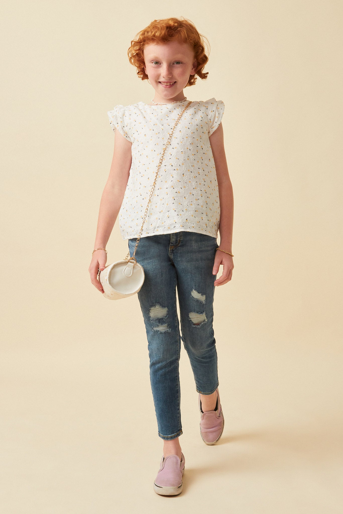 Ditsy Floral Crochet Ruffle Top