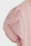 GJ1003-PINK Dotted Textured Shift Dress Sleeve Detail