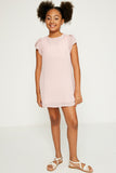 GJ1003-PINK Dotted Textured Shift Dress Front