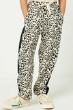 GJ1249 Leopard Girls Leopard Contrast Joggers Front