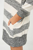GJ3015 Taupe Grey Girls Stripe Soft Knit Mini Dress Detail