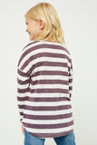 GJ3036 Purple Girls Drop Shoulder Stripe Knit Top Back