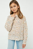 GJ3121 Ivory Girls Textured Confetti Knit Sweater Front