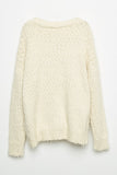 GJ3163 Cream Girls Fuzzy Popcorn Sweater Knit Cardigan Back Flat
