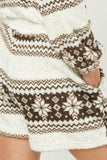 GJ3193 Brown Girls Holiday Print Fleece Drawstring Shorts Back Side
