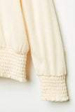 GJ3194 Cream Girls Smocking Detailed Knit Top Sleeve Detail