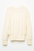 GJ3194 Cream Girls Smocking Detailed Knit Top Back Flat