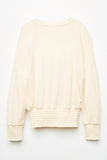 GJ3194 Cream Girls Smocking Detailed Knit Top Back Flat