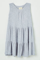 GJ3200 Light Blue Girls Marled Sleeveless Knit Tunic Front Flat