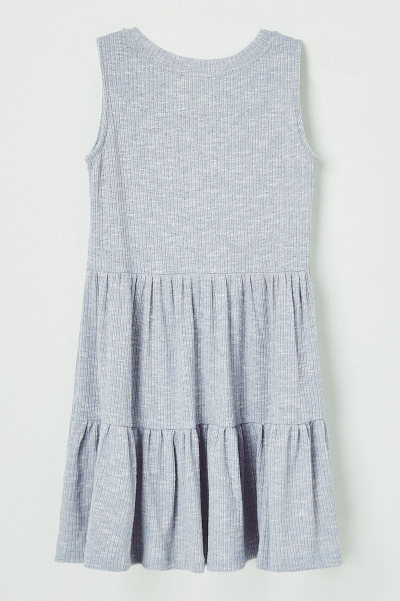 GJ3200 Light Blue Girls Marled Sleeveless Knit Tunic Back Flat