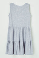 GJ3200 Light Blue Girls Marled Sleeveless Knit Tunic Back Flat