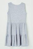 GJ3200 Light Blue Girls Marled Sleeveless Knit Tunic Back Flat