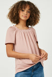 GJ3221 Mauve Ruffled Wide Neck Ribbed Knit Top Front