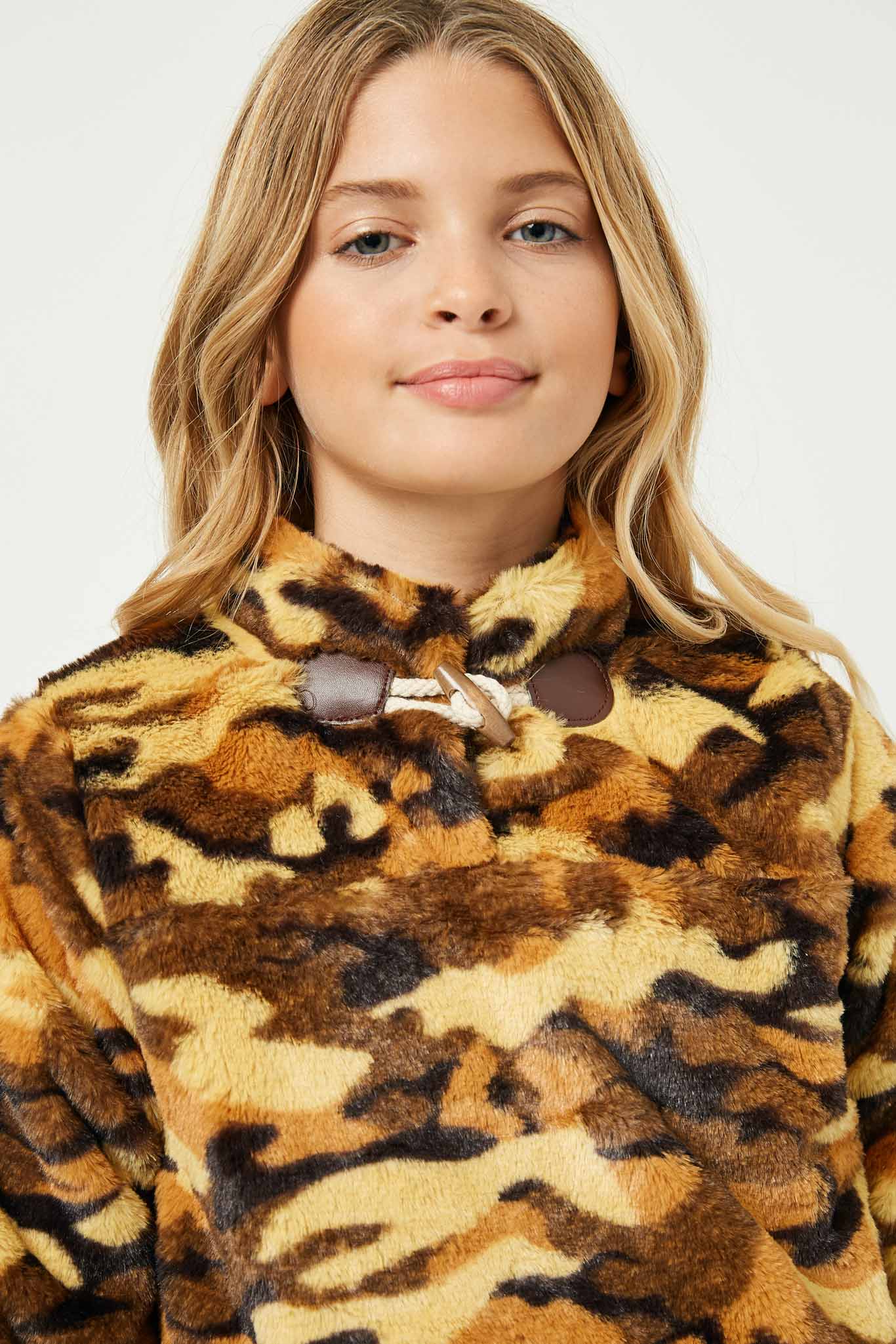 Camo Fleece Button Top