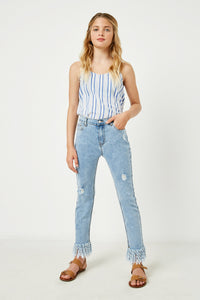 GJ3282 DENIM Girls Striped V Neck Cami Full Body