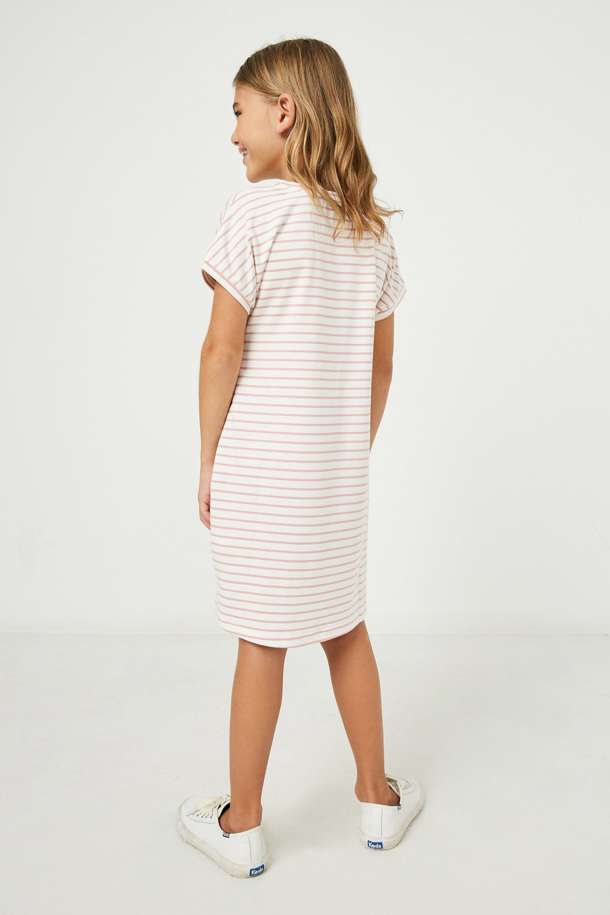 Hayden Girls 7-16 Tie Waist Stripe T-Shirt Dress, White, Small