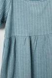 GJ3324 Light Blue Girls Textured Rib Square Neck Knit Tunic Dress Detail