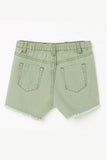 GJ3329 Olive Girls Distressed Washed Color Denim Shorts Flat Back