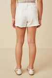 GJ3329 White Denim Girls Distressed Washed Color Denim Shorts Back