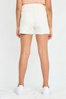 GJ3330 WHITE DENIM Girls Frayed Distressed Denim Shorts Back