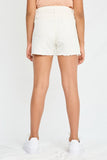 GJ3330 WHITE DENIM Girls Frayed Distressed Denim Shorts Back