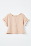 GJ3340 Blush Girls Heathered Rolled Sleeve Knit Top Front Flat