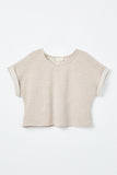 GJ3340 Grey Girls Heathered Rolled Sleeve Knit Top Front Flat