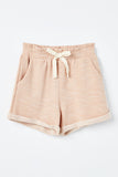GJ3341 Blush Girls Heathered Rolled Leg Knit Shorts Front Flat