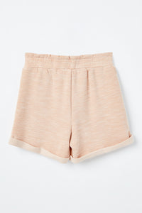 GJ3341 Blush Girls Heathered Rolled Leg Knit Shorts Back Flat