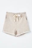 GJ3341 Grey Girls Heathered Rolled Leg Knit Shorts Front Flat