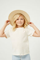 GJ3358 Ivory Girls Crumpled Textured Tee Front Pose