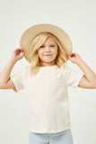 GJ3358 Ivory Girls Crumpled Textured Tee Front Pose