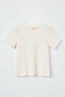 GJ3358 Ivory Girls Crumpled Textured Tee Flat Front
