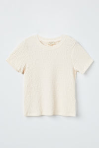 GJ3358 Ivory Girls Crumpled Textured Tee Flat Front