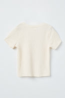 GJ3358 Ivory Girls Crumpled Textured Tee Back Flat