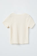 GJ3358 Ivory Girls Crumpled Textured Tee Flat Back