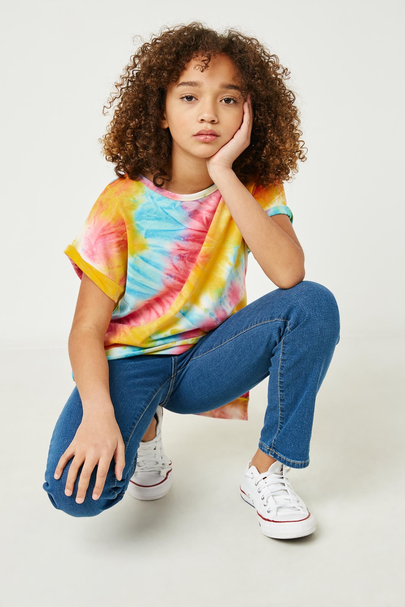 Tie Dye Cuffed Sleeve Tee