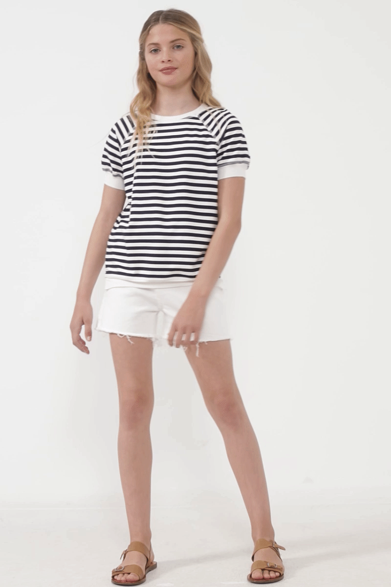 Banded Knit Stripe Raglan Tee