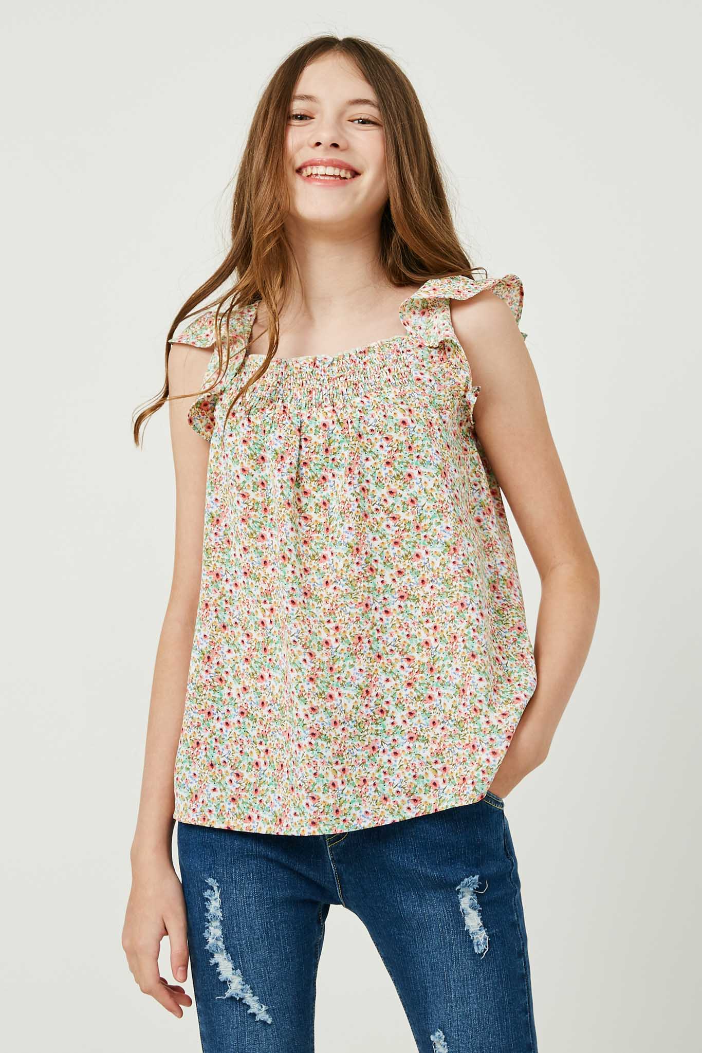 Printed Flutter Sleeve Top